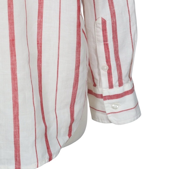 Frank & Eileen Women's Long Sleeve Shirt Size S Striped Red White 100% Linen - Picture 7 of 11